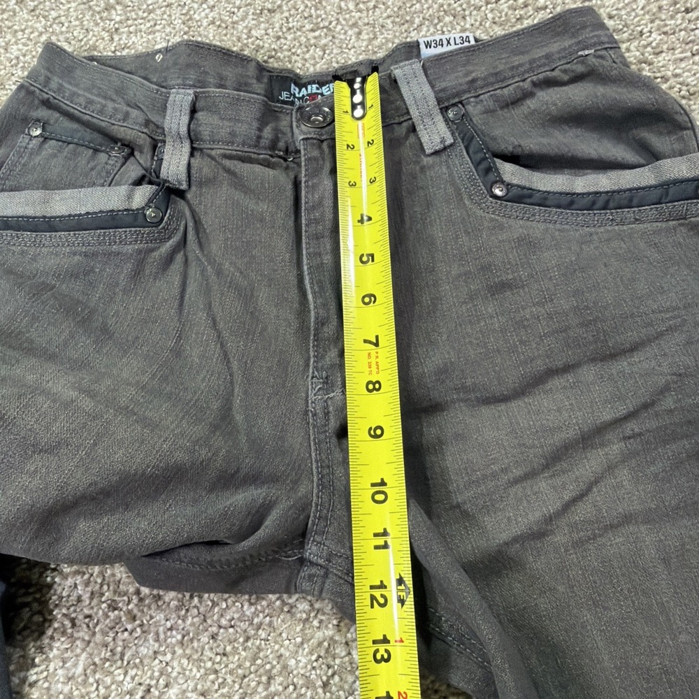Y2K Raider Jeans Black Stonewashed Loose Fit Essentials Hiphop Style 34/32 - Picture 10 of 11